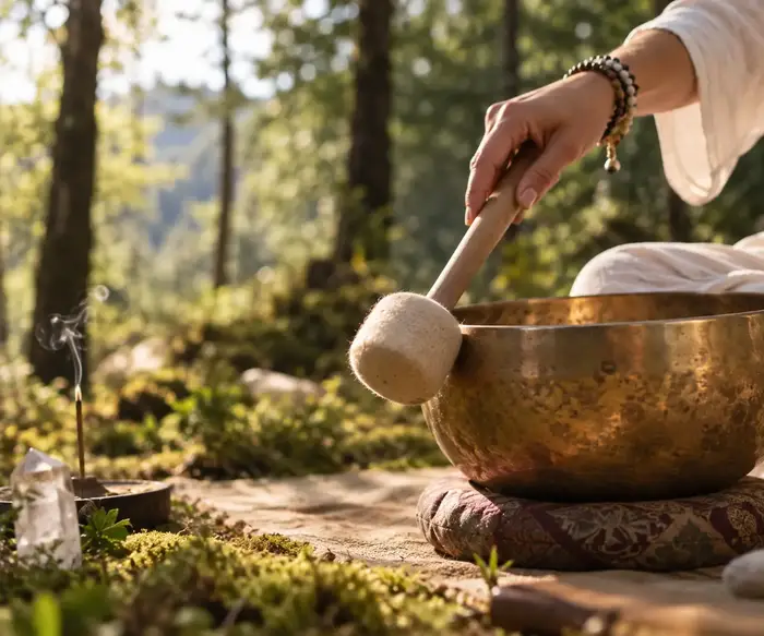 Bain sonore en forêt pendant la Yuzu Wellness Day